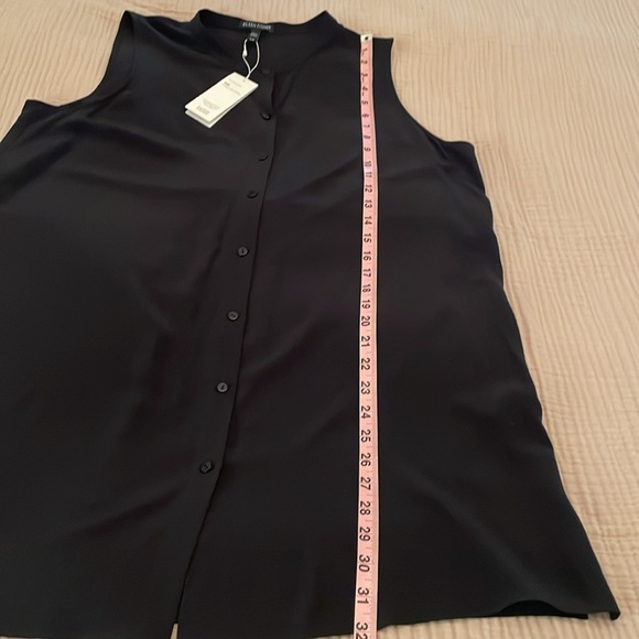 💕 Eileen Fisher Silk Crepe de Chine Sleeveless, Button Front Tunic. L. Perfect. - Picture 7 of 14